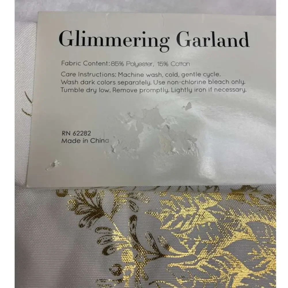 Benson Mills Glimmering Garland easy care table runner16inx72in (40.6cm x 185cm)